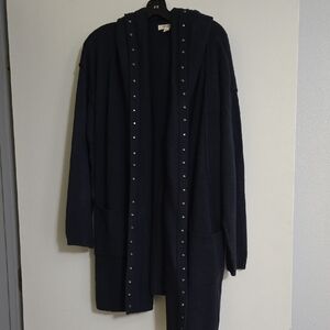 Style & Co. Navy Hooded Cardigan with Stud Accents